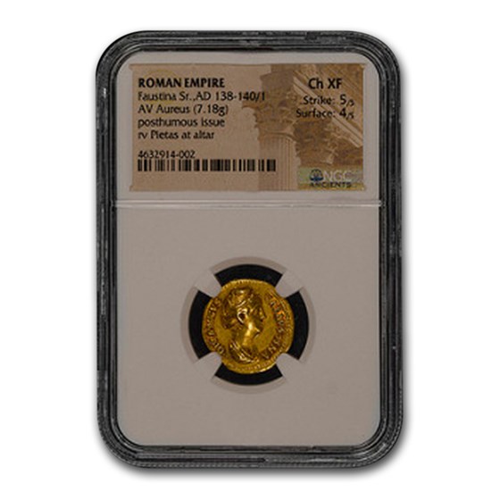 Roman Empire Gold Aureus Faustina Sr. (138-140/1 AD) CH XF NGC Roman Empire Gold Aureus Faustina Sr. (138-140/1 AD) CH XF NGC